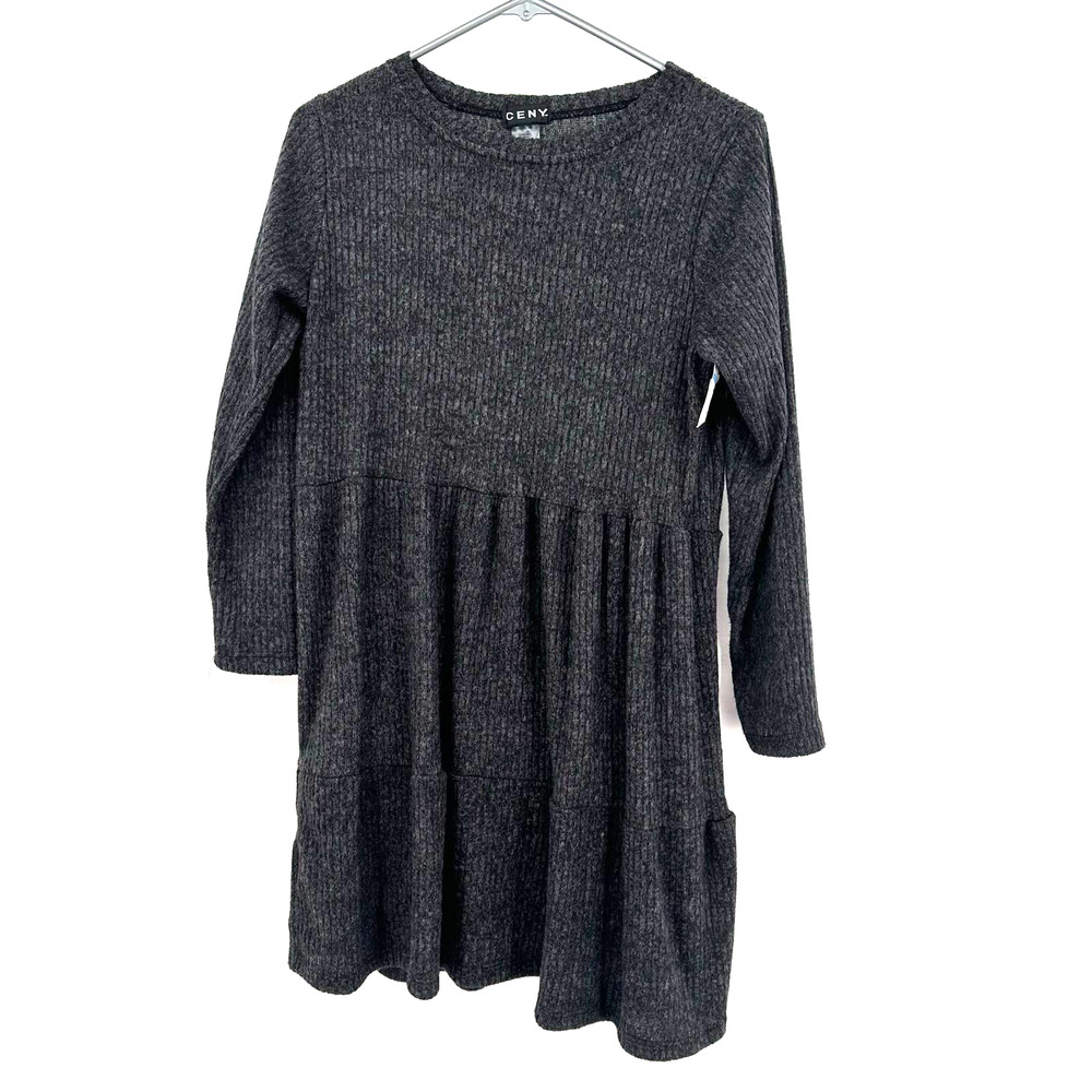 CENY size small long sleeve‎ ribbed sweater dress gray New with tags nordstrom